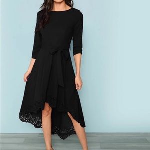 SHEIN Black High to Low Dress